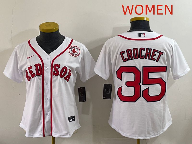 Women 2025 Boston Red Sox #35 Crochet White Game Nike MLB Jersey style 7->women mlb jersey->Women Jersey